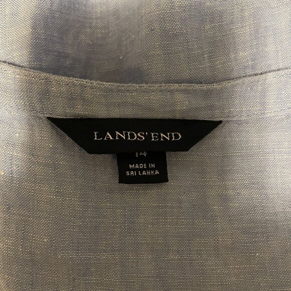 Lands End Womens Sleeveless Linen Blouse Size 14 Light Blue - Picture 5 of 6
